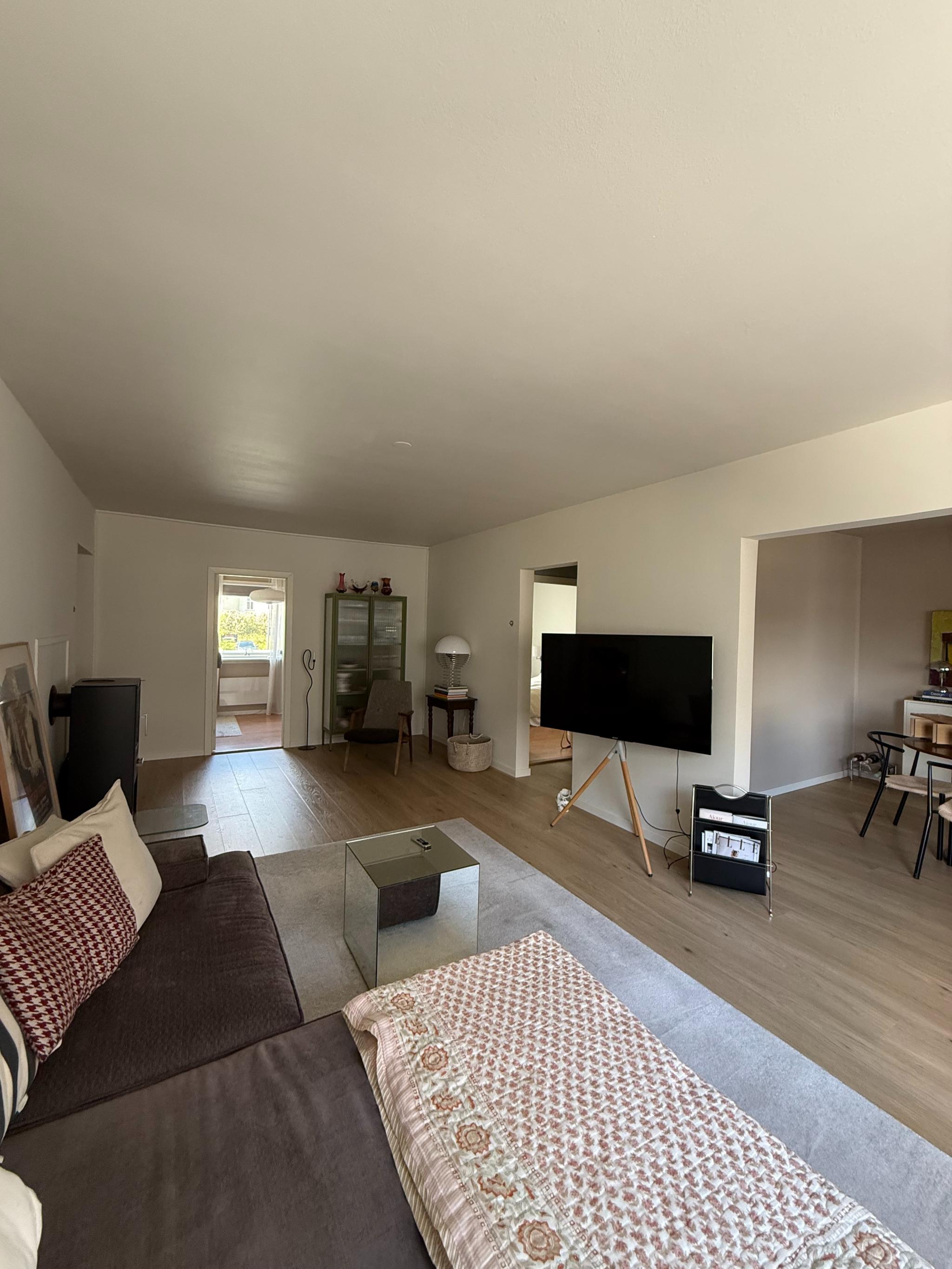Stor og luftig tv stue - plass til stor sofa